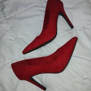 Red suede heels